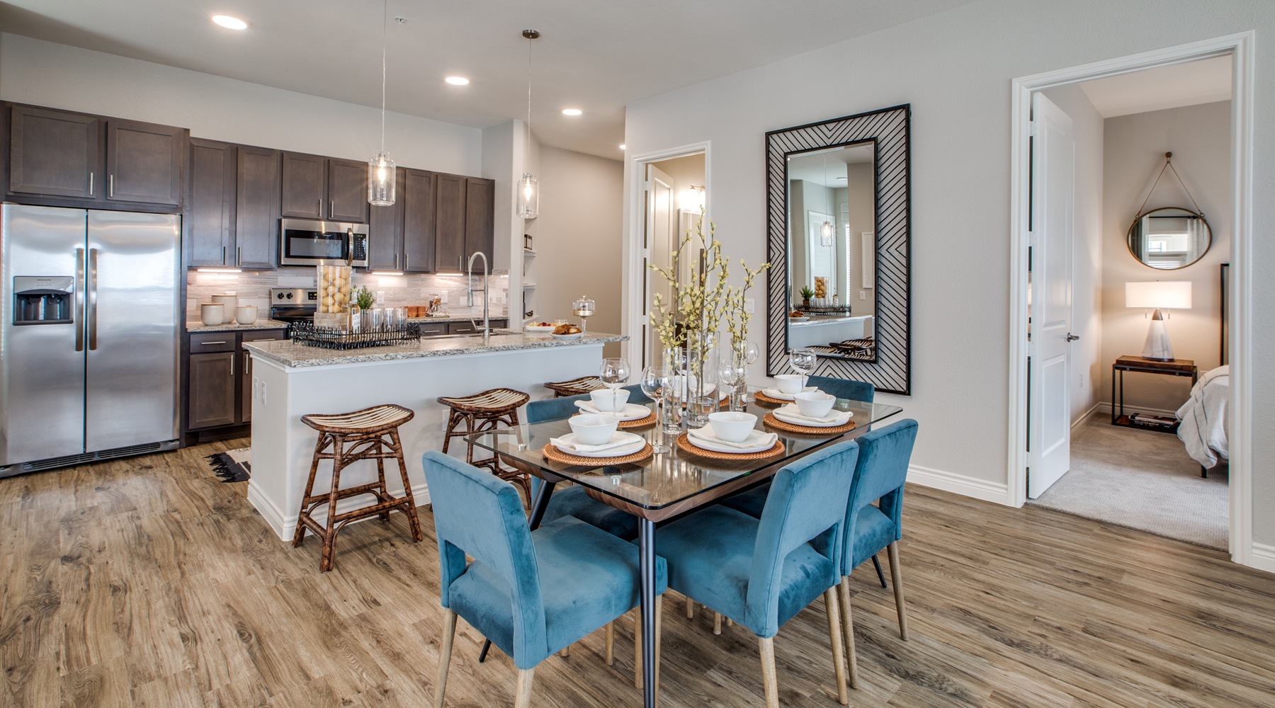 The essence of exceptional living Well-lit kitchen with ample counter space