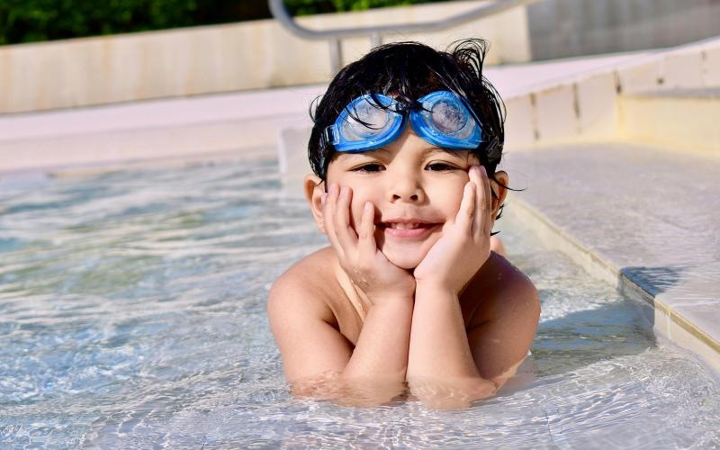 a child in a pool